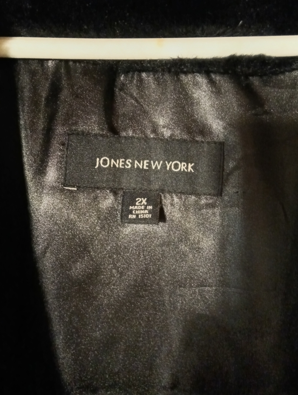 Jones New York Black Faux-Fur Trim Coat